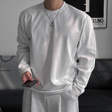 正韓基本款素面肩線剪裁圓領長袖上衣 5色 YUPPIE 最後現貨