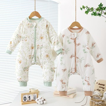 嬰兒恒溫睡袋加棉秋冬120克夾棉寶寶分腿睡衣新生兒拉鏈式多功能鑫弘-萌寶童裝可開發票