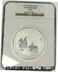 アンティークコイン コイン 金貨 銀貨 P SILVER AUSTRALIA 32.15ozs KILO Kg LUNAR YEAR OF THE RABBIT COIN NGC MS