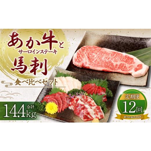 ふるさと納税 熊本県 高森町  あか牛 サーロイン肉 1kg (5枚〜6枚) 馬刺し 200g 赤身 100g 霜降り 50g たてがみ 50g) 食べ比べ セット