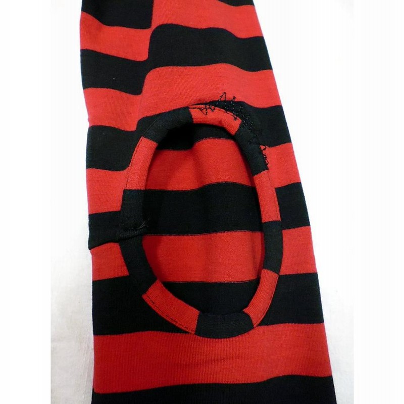 パンクロック ファッション 有刺鉄線薔薇髑髏 ボーダー柄ひじ＆肩だし長袖Tシャツ tee 服 レディース/wot260 パンクロック ファッション 有刺鉄線薔薇髑髏 ボーダー柄ひじ