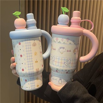 高顏值巨無霸保溫杯女士2025新款316不銹鋼吸管水杯大容量冰霸杯