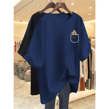 2023年新款大碼女裝短袖t恤裙純棉夏季寬松休閑百搭胖mm顯瘦上衣