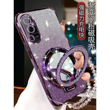 新款OPPOReno10手機殼曲屏硅膠PHW110超薄防摔oppo透明殼reno10pro網紅帶鏡PHV110時尚創意支架oporen010pr0+