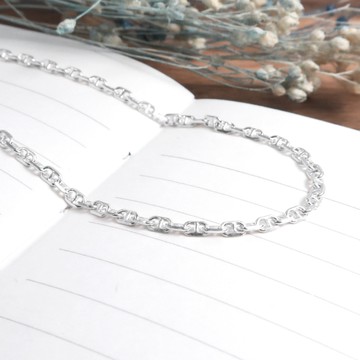 ART64 純銀 稜角海錨鍊(2.4mm中鍊) 16吋 925純銀項鍊 搭配鍊 純銀鍊子 女生項鍊