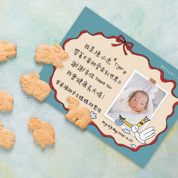 送子鳥來囉 | 手繪寶寶滿月卡 | 彌月卡 | 感謝卡 | Baby Card |