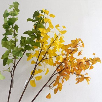 精品樹葉仿真銀杏葉大銀杏樹枝插花配材假樹葉黃色銀杏樹葉高逼真