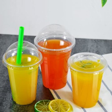PET食品級一次性奶茶塑料杯果汁飲料杯啤酒杯冷飲杯帶蓋外賣打包