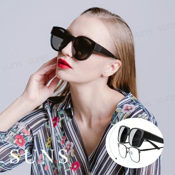 MIT台灣製-時尚黑圓框套鏡 Polarized偏光鏡片 男女適用僅20克輕量超無感太陽眼鏡 抗紫外線UV400 防眩光