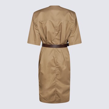 Saint Laurent Beige Cotton Midi Dress