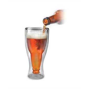 創意新奇啤酒酒杯視覺沖擊玻璃酒杯翻轉快樂雙層玻璃啤酒杯杯子