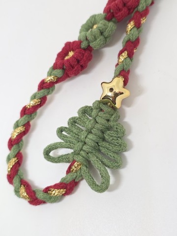 F.S.H 聖誕款設計。花朵聖誕樹。編織款手腕手機繩
