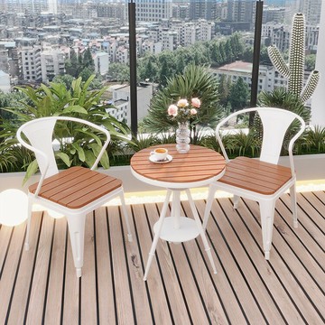 戶外塑木桌椅庭院室外休閑餐桌花園奶茶店露天陽臺咖啡廳桌椅組合[DD050209]