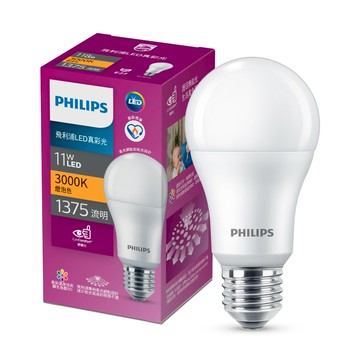 飛利浦 11W LED真彩光球泡燈 燈泡色 3000K