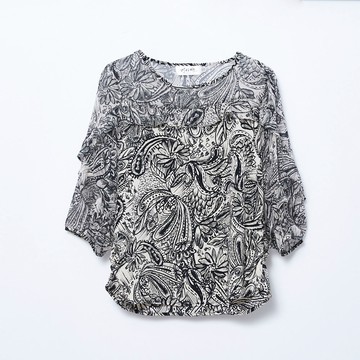 CLL巧玲瓏 藝術圖騰荷葉造型上衣 2653305