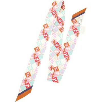 FENDI 芬迪 Wrappy FF 字母幾何印花彩色真絲髮帶 領巾