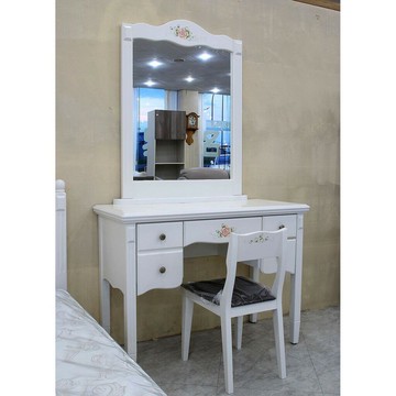 【歐風別館】愛麗森白色鄉村風實木化妝台【基隆至台中免運費】