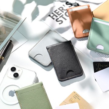 MagSafe相容立式皮夾【收縮皮革】智慧型手機支架智慧錢包迷你錢包真皮HW34K