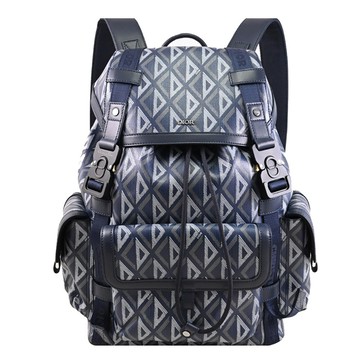 Christian Dior Hit the Road 滿版印花翻蓋抽繩大容量後背包.深藍