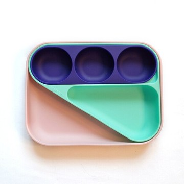食物好好分格【ccaccam.j】好好吃 - 幾何分隔矽膠餐盤 - 糖果屋 寶寶禮 用餐 吃飯 餐盤 食物分格 自主用餐 美味