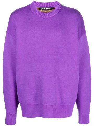 Palm Angels - palm-tree wool-knit jumper - men - Polyester/Wool - XL - Purple