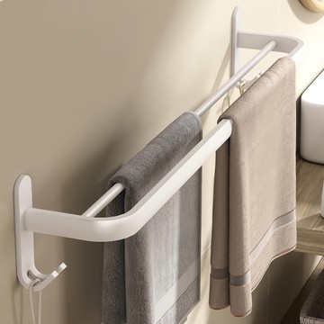 超級工廠 浴室毛巾架 雙桿 50cm 白色  1個