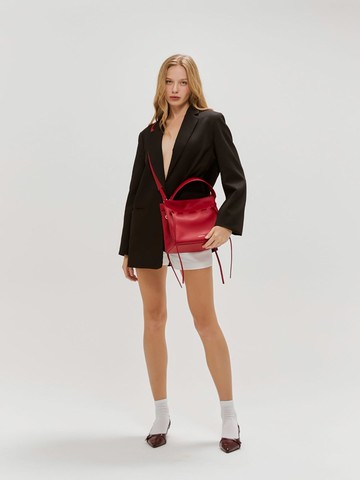 Marroque Wendy drawstring  leather crossbody bag red