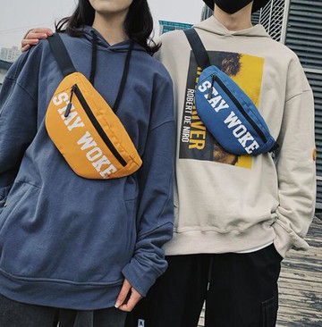 FINDSENSE X 韓國 男士情侶 多功能 街頭潮流時尚 戶外運動胸包 單肩包 帆布小挎包斜挎包 腰包