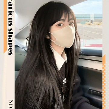 網紅黑色假發女長發甜美可愛修臉減齡空氣劉海長直發齊腰全頭套式