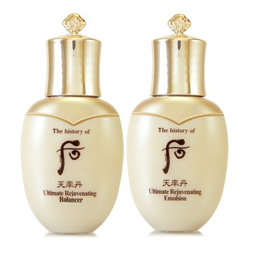 【WHOO后】天率丹完美奇蹟2件組-皇后乳液25ml+皇后精華凝露25ml - 無盒裝 (平輸商品)