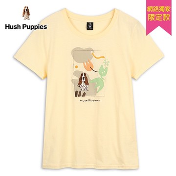 Hush Puppies T恤 女裝印幾何繡花朵刺繡狗短袖T恤