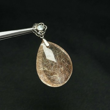 髮晶項鍊鑲嵌海水藍寶 | 髮晶 海水藍寶 自信  事業 招財 天然石項鍊 925純銀 HG07-46