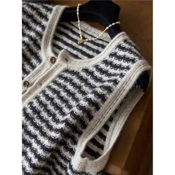 品牌高端女裝2025年新款秋季時尚氣質坎肩小香風條紋馬甲上衣外套