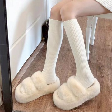 台灣現貨【法拉米拉】jk純欲風豎紋中筒襪女條紋襪子奶白色小腿襪女日系膝蓋堆堆襪 長筒襪 高筒襪 S012 33-0076