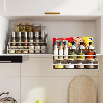 廚房吊櫃 廚房置物架 廚房整體櫥櫃吊櫃下方升降拉籃伸縮折疊下拉式調料碗碟備菜置物架『ZW10180』