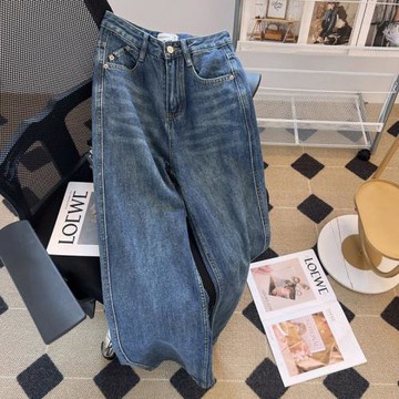 春夏小個子高腰闊腿牛仔褲女2025年新款窄版高個子直筒褲拖地褲