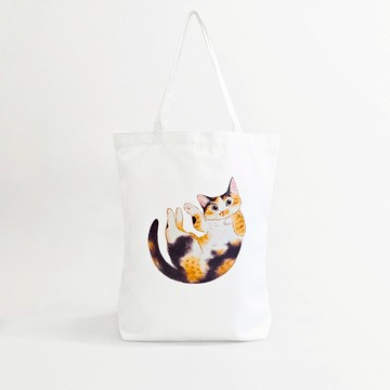 Hug｜抗皺肩背帆布袋- 軟Q貓