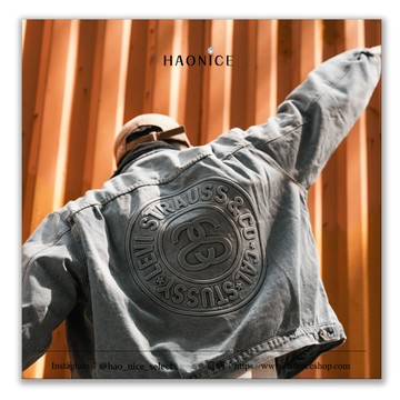 【HAO NICE】STUSSY 美國潮牌 150週年限定 浮雕logo牛仔外套 雙面皆可穿 多樣穿搭風格