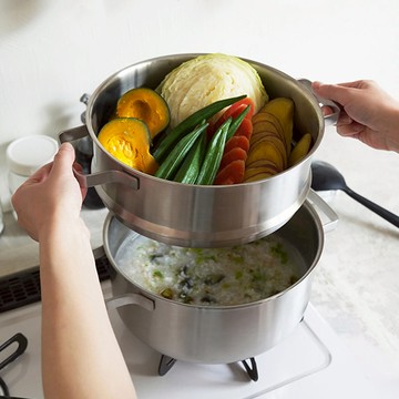 蒸煮兩用不鏽鋼雙耳單層蒸鍋+湯鍋-24cm 單一規格