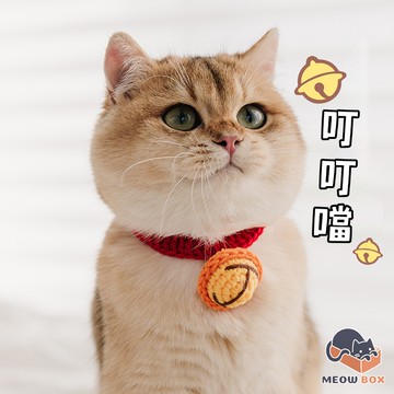 【喵盒子】貓咪針織鈴鐺項圈 台北現貨 變身QQ招財貓 無聲鈴鐺項圈 手工針織圍兜兜 貓咪圍兜兜 貓圍脖 針織項圈