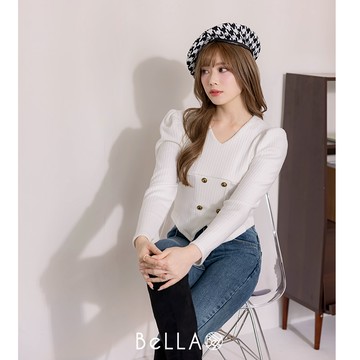 【買2送1】BeLLA  漂亮領帶上衣  簡約白