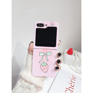 粉色草莓適用三星zflip6/5手機殼折疊屏4代W25flip心系天下大視窗全包防摔女新款超好看韓國菲林硬保護外套