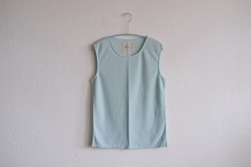 亞麻棉混紡內衣 無袖款（冰沙藍・女裝 3 尺寸）