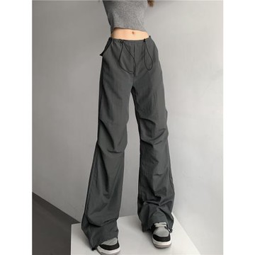 灰色工裝褲女2025高腰寬松夏季休閑美式酷颯辣妹闊腿街舞束腳長褲