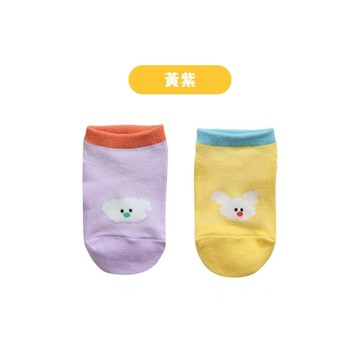 韓國 Kokacharm 童襪14-18cm適用-拼色小動物2入組-紫黃