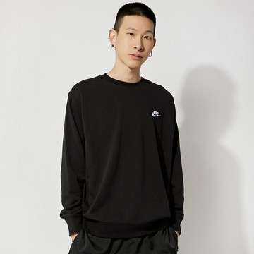 Nike AS M NSW CLUB CRW FT 男 黑 刺繡 衛衣 休閒 長袖 BV2667-010