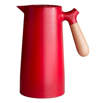 北歐木柄保溫壺 保溫24小時維持41度  鮮亮紅  1L  1個