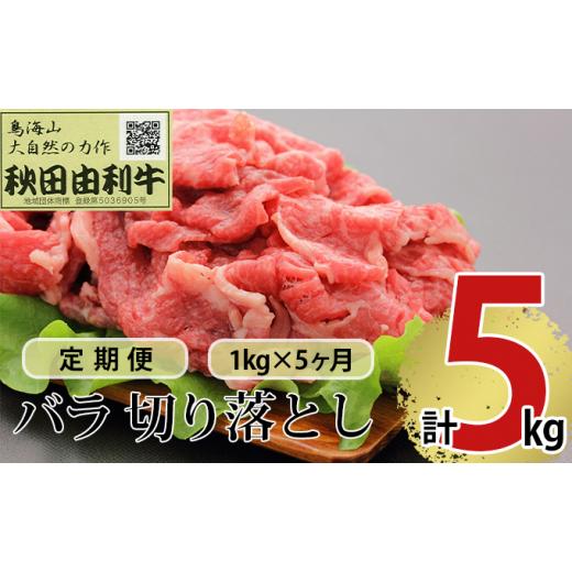 ふるさと納税 秋田県 にかほ市 《定期便》5ヶ月連続 秋田由利牛 バラ切り落とし 1kg（1kg×1パック）