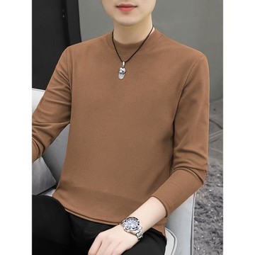 300g重磅德絨打底衫雙面絨長袖t恤男秋冬季保暖內搭純色秋衣小衫