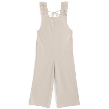 日本 GRL - 復古甜美背後綁帶荷葉連身褲-象牙米 (F)